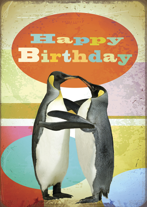 DH56 - Happy Birthday Penguins Greeting Card by Max Hernn